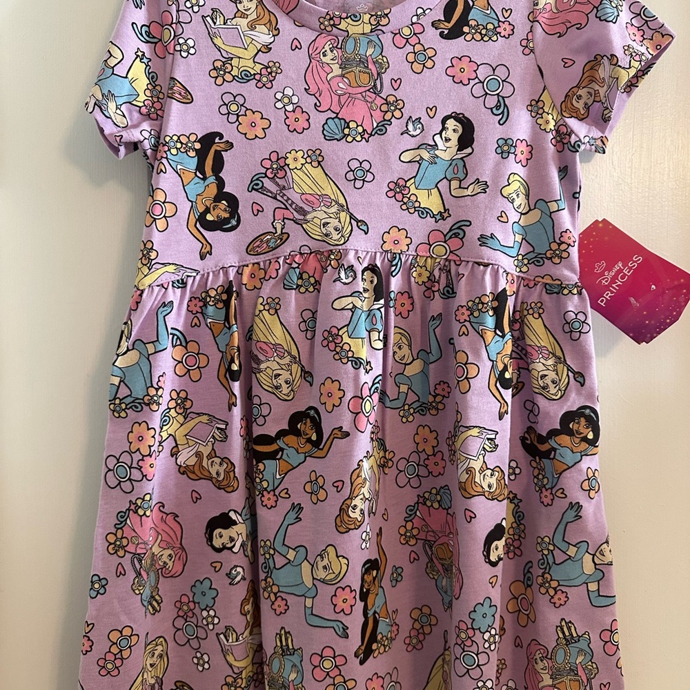 Disney Princess Lavender Dress with Colorful Characters